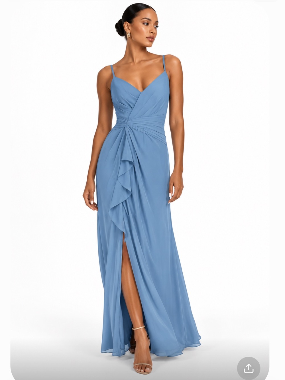 AZAZIE Blue Sleeveless Spaghetti Strap Bridesmaid Maxi Dress 2